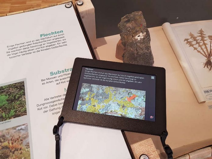 Variable Textgröße und Detailfotos auf den Tablets im Pfalzmuseum (Foto: Pfalzmuseum für Naturkunde)