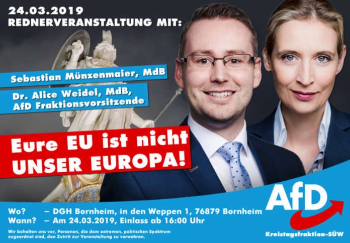 AfD Rednerveranstaltung „Eure EU ist nicht unser Europa“ Veranstaltungshinweis (Quelle: AfD)