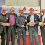 v.l.: Martin Wacker, Geschäftsführer KME; Prof. Dr. Hansgeorg Schmidt-Bergmann, Leiter des Museums für Literatur am Oberrhein, Oberbürgermeister Dr. Frank Mentrup; Daniel Wensauer-Sieber, Initiativkreis Forum Recht; Klaus Hoffmann, Geschäftsführer KTG. (Foto: KTG Karlsruhe Tourismus GmbH)