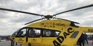 Christoph 77 nach der Landung auf dem Heli-Deck (Foto: Klinikum Darmstadt)