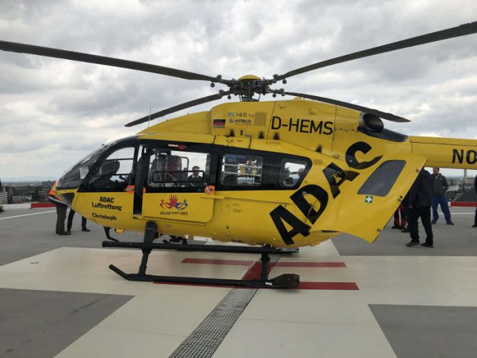 Christoph 77 nach der Landung auf dem Heli-Deck (Foto: Klinikum Darmstadt)