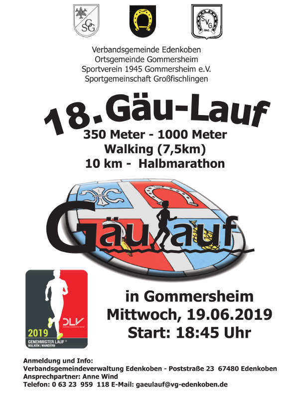 Titelbild (Flyer) 18. Gäulauf (Quelle: VG Edenkoben)