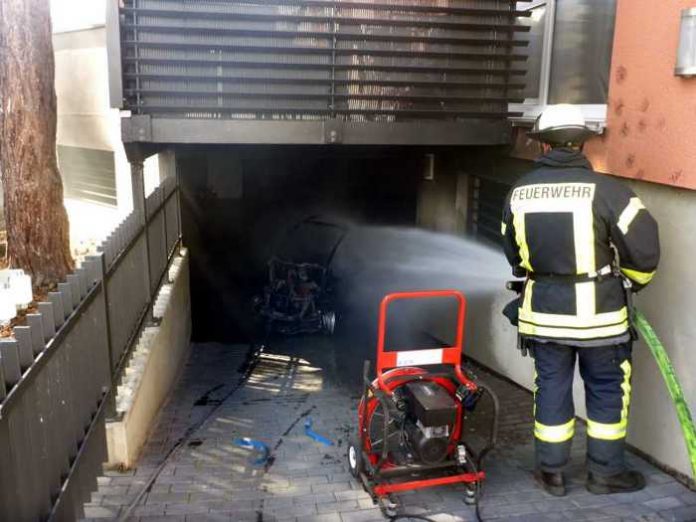 Mainz-Laubenheim: Elektroauto brennt in Tiefgarage © Stadtverwaltung Mainz