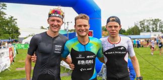 v.l.: Frederik Hennes, Julian Erhardt und Malte Plappert beim Maxdorfer Triathlon (Foto: PIX-Sportfotos)