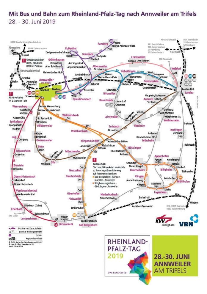 Bus- und Bahnverbindung Rheinland-Pfalz-Tag 2019