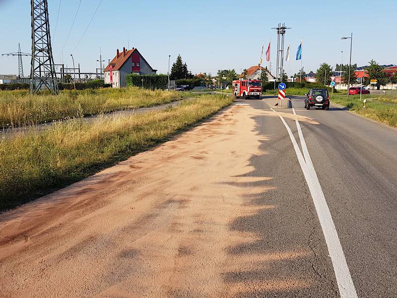 Die Ölspur (Foto: Feuerwehr Neustadt)