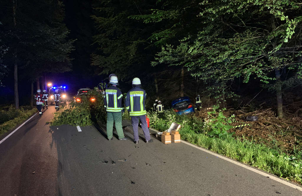 Verkehrsunfall auf der K 23 (Foto: Presseteam der Feuerwehr VG Lambrecht)