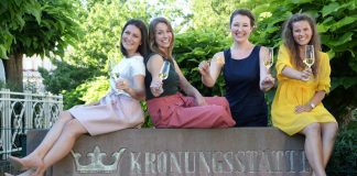 Die vier Kandidatinnen. v.l.: Rosa Rummel, Christina Fischer, Anna-Maria Löffler und Tamara Fränzle (Foto: Pfalzwein e.V.)