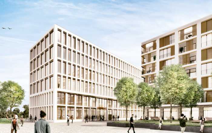 Visualisierung Platz Büro und Wohnensemble LIV Glückstein-Quartier - (c)Diringer & Scheidel / Schmucker