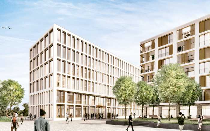 Visualisierung Platz Büro und Wohnensemble LIV Glückstein-Quartier - (c)Diringer & Scheidel / Schmucker