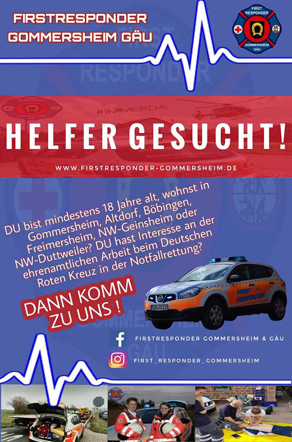 Helfer gesucht (Quelle: DRK Gommersheim) Helfer gesucht (Quelle: DRK Gommersheim)