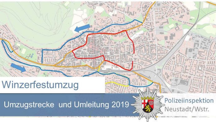 Karte Winzerfestumzug (Quelle: Polizei Neustadt)