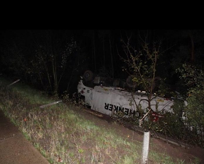 Der LKW kippte die Böschung hinab. (Foto: Polizei RLP)