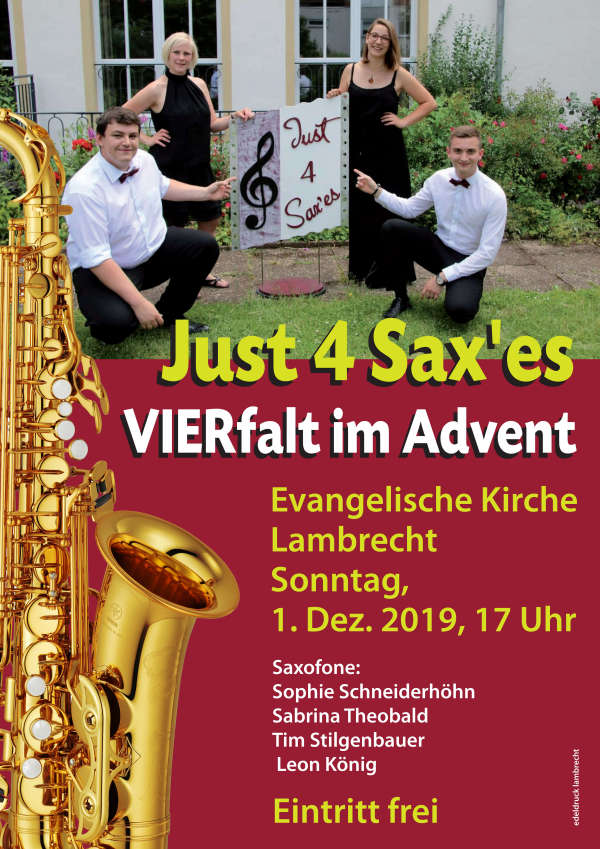 Konzert des Saxophonquartetts „Just 4 Sax‘es“