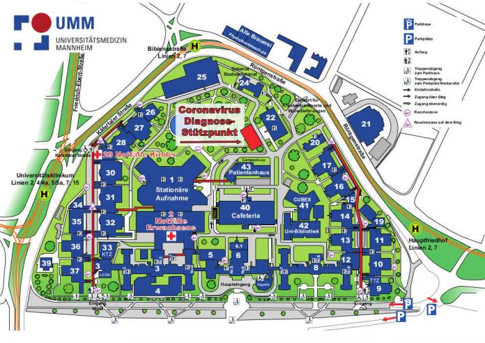 Lageplan des Coronavirus Diagnose-Stützpunkts (Foto: UMM)