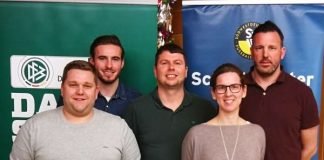 Der neue Kreis-Schiedsrichter-Ausschuss Rhein-Pfalz: Sven Tritt, Tom Bauer, Jens Schmidt, Nicole Maurer und Daniel Heil (von links) – Adrian Kokott war verhindert. (Foto: SWFV)