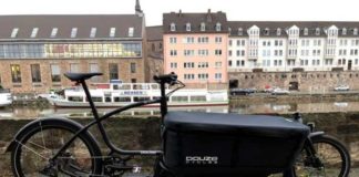 In Kassel am 18.04.2020 gestohlenes E-Lastenrad. Polizei bittet um Hinweise.