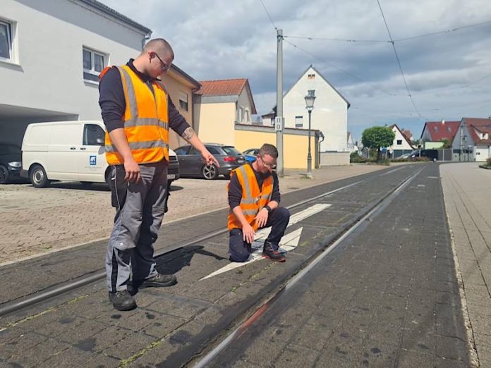 Sebastian Frank (links) und Torben Marggrander (rechts) an der Stelle in Linkenheim, wo sich der Unfall ereignete. (Foto: Fricke/AVG)