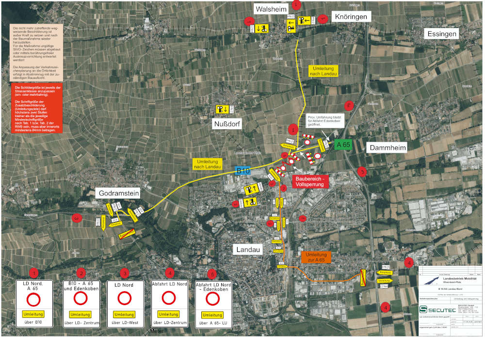Umleitungsplan (Foto: LBM Speyer)