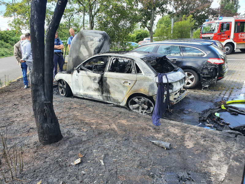 Der ausgebrannte PKW (Foto: Feuerwehr Neustadt)