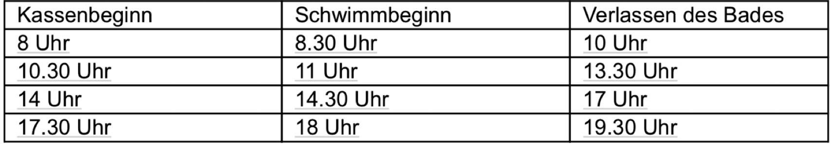 Geänderte Öffnungszeiten