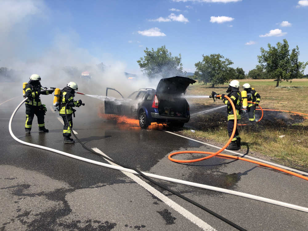 PKW-Brand (Foto: Feuerwehr Neustadt)