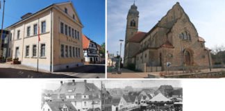 Historisches Rathaus, Katholische Kirche, Alter Marktplatz 1920 (Foto: VGV Eisenberg)