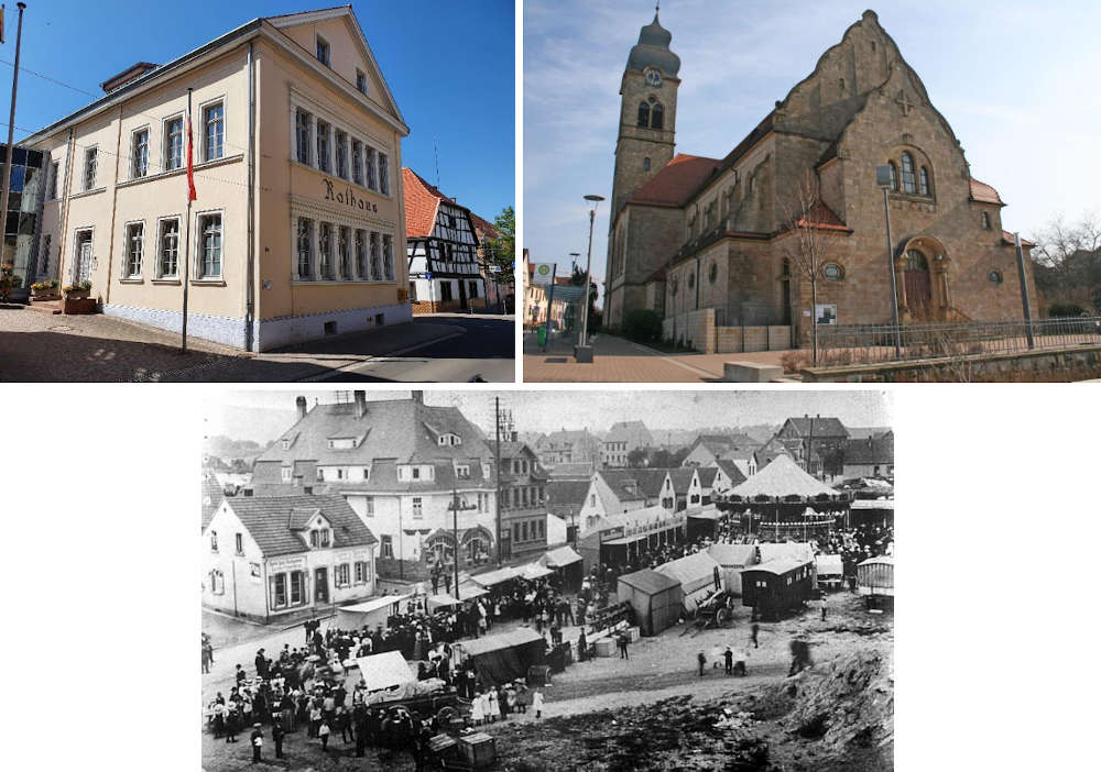 Historisches Rathaus, Katholische Kirche, Alter Marktplatz 1920 (Foto: VGV Eisenberg)