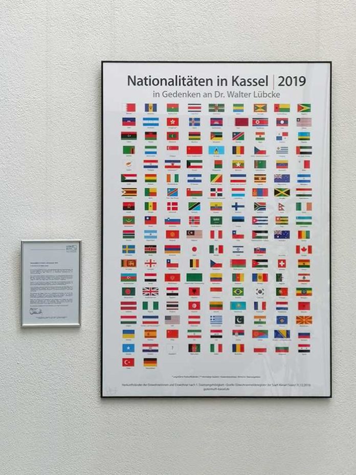 Kunstwerk der Künstlerin Doris Gutermuth. Titel: Nationalitäten in Kassel