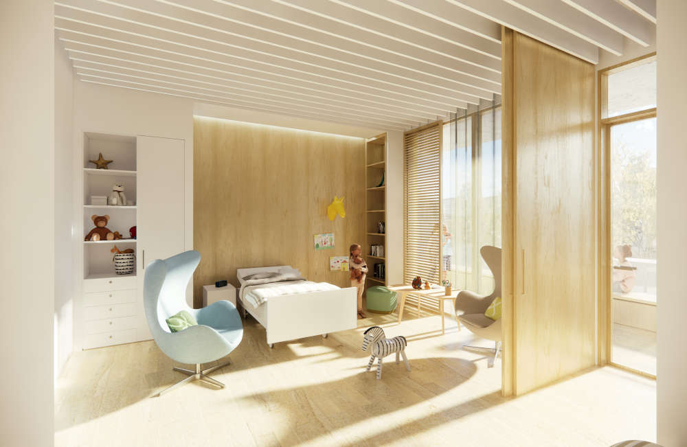 Patientenzimmer des geplanten KiTZ-Neubaus. (Quelle: Heinle, Wischer und Partner)