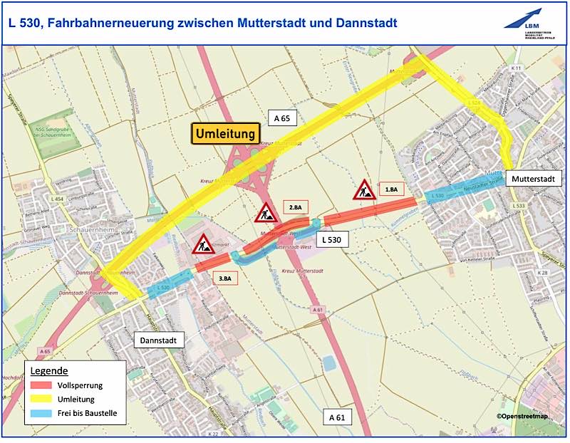 Die Arbeiten beginnen mit dem zweiten Bauabschnitt (siehe Skizze) (Foto: LBM Speyer)