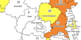 Neuinfektionen pro 100.000 Einwohner in den letzten 7 Tagen, Grafik vom 15.10.2020 (Quelle: MdI)