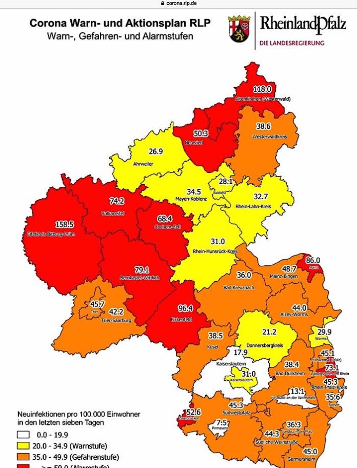 Corona Rheinland-Pfalz Karte