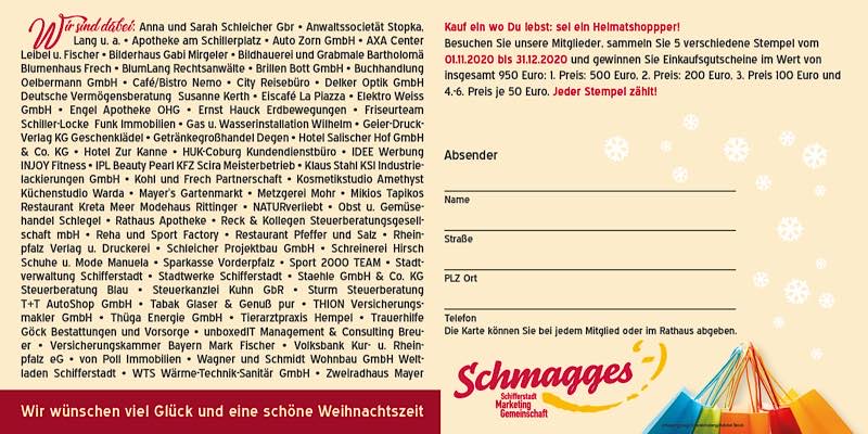 Weihnachtsstempeln mit der Schifferstadt-Marketing-Gemeinschaft "Schmagges" (Quelle: Stadtverwaltung Schifferstadt)