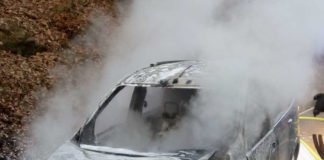 Der ausgebrannte Dacia (Foto: Polizei RLP)