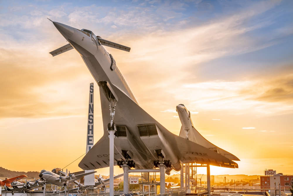 Überschallflugzeuge Tupolev und Concorde im Technik Museum Sinsheim. (Quelle TMSNH)