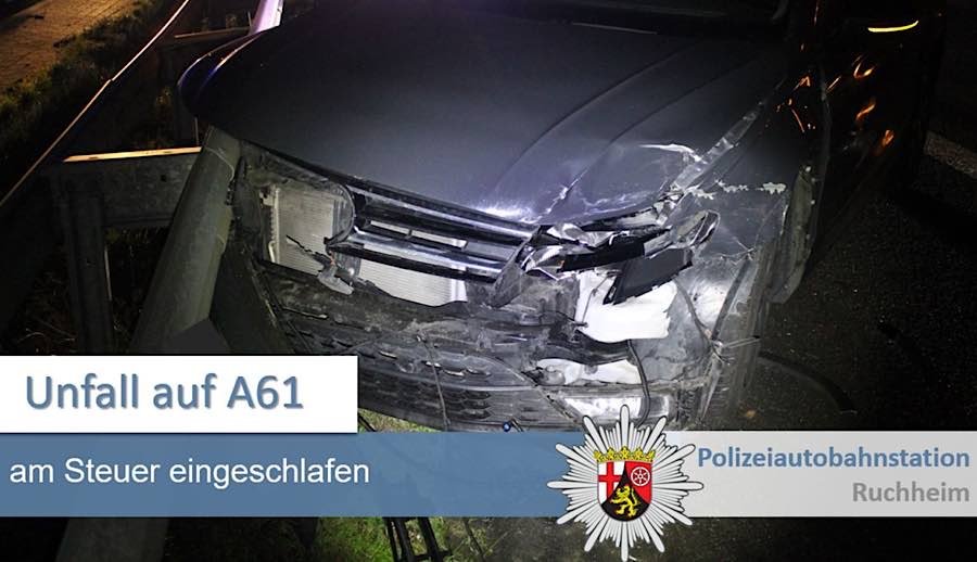 Unfall auf der A 61 (Foto: Polizei RLP)