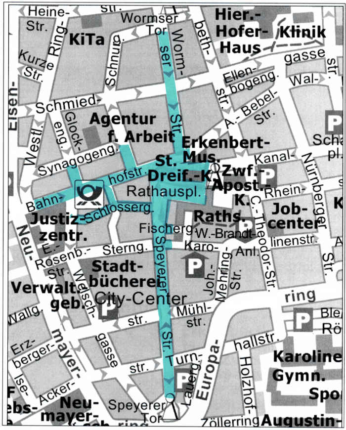 Lageplan Maskenpflicht gemäß Nr. 3 (Foto: Stadtverwaltung Frankenthal)