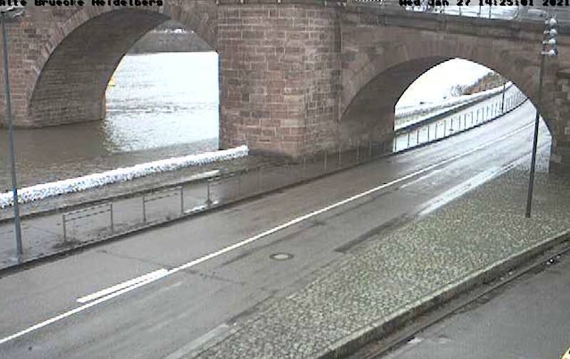 Webcam Alte Brücke (Quelle: Stadt Heidelberg, 27.01.2021, 14:30 Uhr)