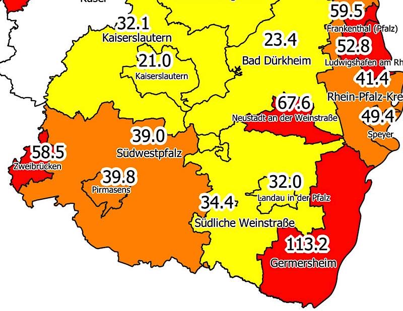 7-Tage-Inzidenz am 25.02.2021 (Quelle: MdI)