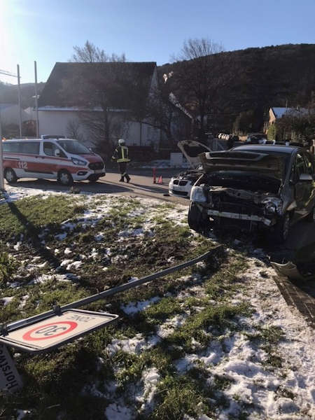 Verkehrsunfall im Bereich Dammstraße (Foto: Polizei RLP)