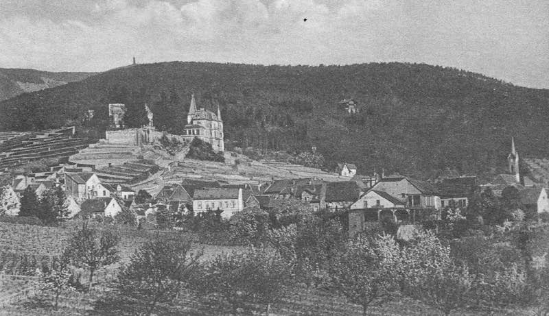 Blick auf Haardt und das Haardter Schloss bei Neustadt im Jahr 1910 (Quelle: alte Ostkarte/Bildautor unbekannt)