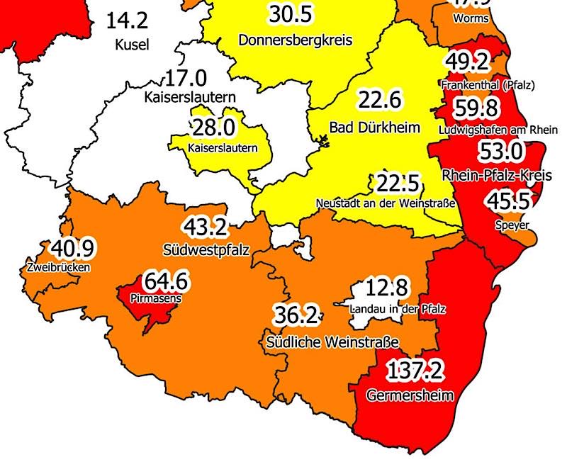 7-Tage-Inzidenz am 04.03.2021 (Quelle: MdI)