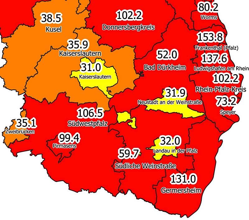 7-Tage-Inzidenz am 19.03.2021 (Quelle: MdI)