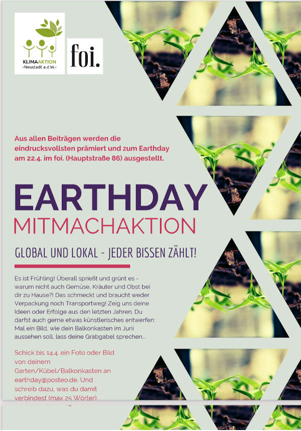 Earthday-Plakat (Quelle: Klimaaktion Neustadt)