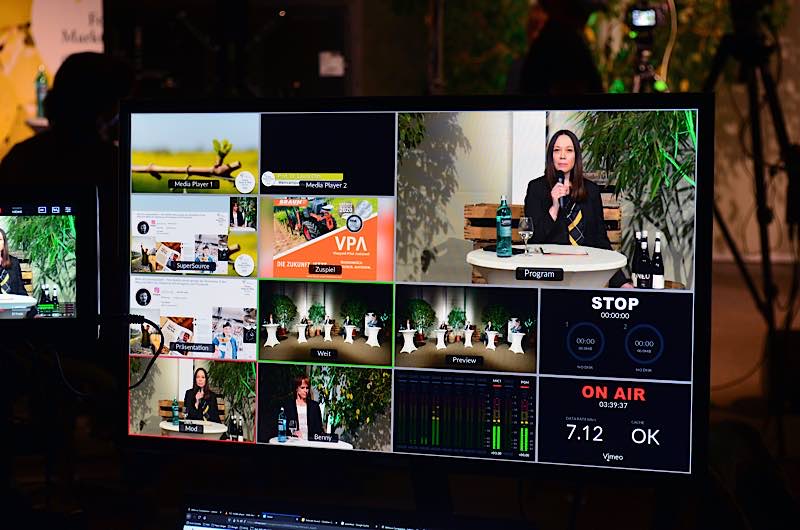 Behind the Scenes, Bildschirm des Live Streams (Foto: Weincampus Neustadt)
