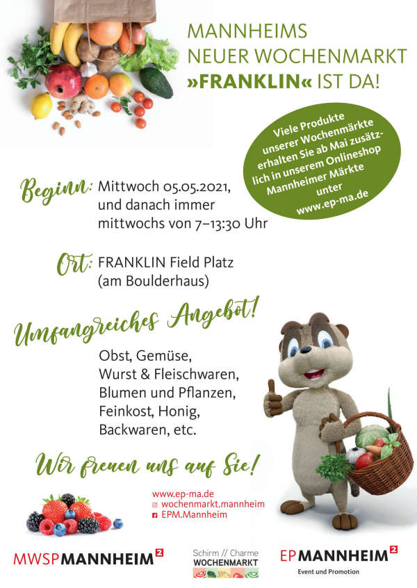 Wochenmarkt im Stadtteil Franklin (Quelle: Event & Promotion Mannheim)