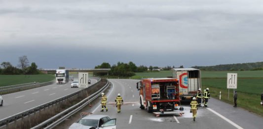 Die Unfallstelle auf der A 6 (Foto: Polizei RLP)