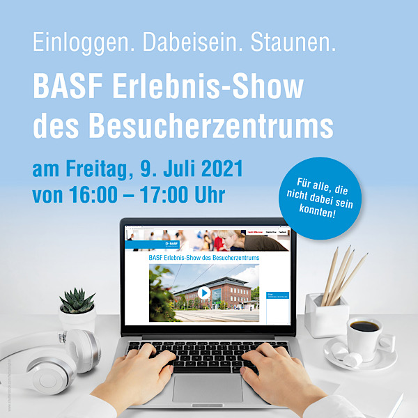 Nachdem die erste digitale Erlebnis-Show im April ein großer Erfolg war, wird sie am Freitag wiederholt. Von 16 bis 17 Uhr heißt es „Einloggen. Dabeisein. Staunen.“ (Quelle: BASF SE)