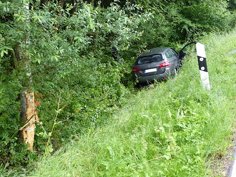 Der verunfallte PKW (Foto: Feuerwehr Neustadt)